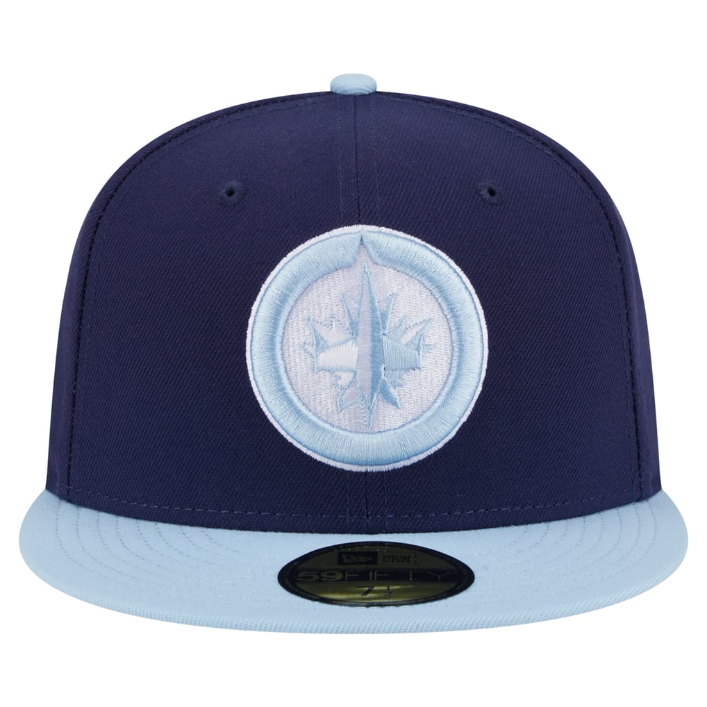 Casquette ajustée bicolore 59FIFTY pour homme des Jets de Winnipeg New Era, bleu marine et bleu clair